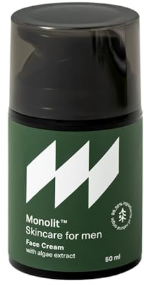 Monolit Crème pour le visage à l'extrait d'algues, pour homme, huile d'avocat nourrissante, spiruline anti-âge, Creme hydratante visage homme, huile de coco hydratante, 50ml