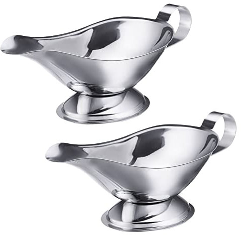 Westmark 2 Saucièren/Saucenschüsseln, Tropffreier Auslauf, Füllvolumen: je 120 ml, Rostfreier Edelstahl, Silber, 622722E3