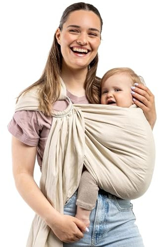 Boba Ringschlinge Babytrage – Neugeborene bis Kleinkinder, leicht und atmungsaktiv, hüftgesund, Vorder- und Hüfttrage, 3,6–15,9 kg (Pampas)