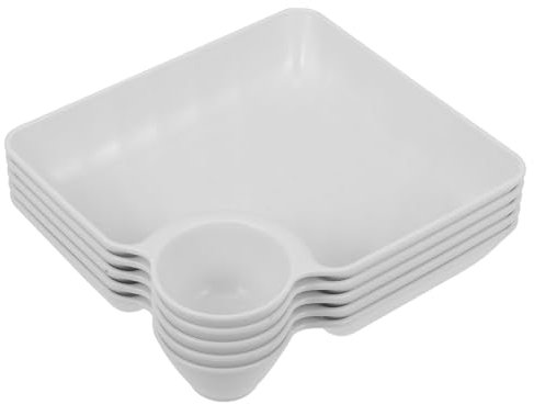Hoement 5pièces Assiettes Service Table Sushi avec Compartiment Sauce Assiettes Plats Service Dumplings Résistantes Plateau Multi-Usage pour Chips Et Dip