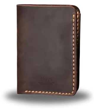 Huys Leder Geldbörse mit RFID Schutz/Brieftasche mit sechs Kartenfächern und Bargeldfach/Echte Lederbrieftasche/Mit Geschenkebox/Stabile Handgenähte Naht