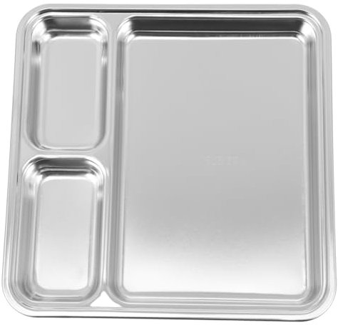 GRIRIW Plato Inoxidable Dividido Plato Para Servir Comida Para Camping y Picnics