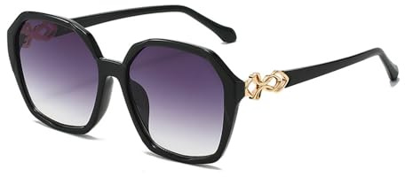 EJDHA Oversize-Sonnenbrille für Damen mit Metallverzierung an den Bügeln und vollem Sinn für Design, UV-beständige Sonnenbrille (Schwarz/Verlaufsfarbe)