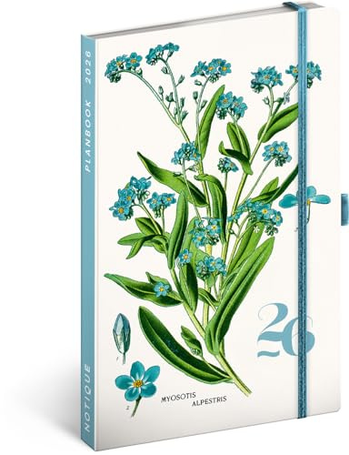 NOTIQUE Appointment Planner 2026 approx. A5 2-in-1 Calendar & Notebook, Hardcover Weekly Planner with Elastic Closure, 144 Pages Appointment Calendar, Book Calendar, Planbook (Herbarium)