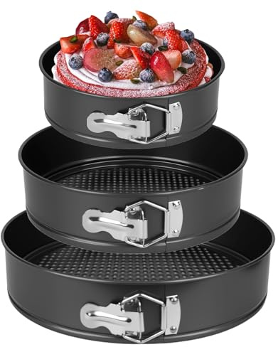 YXHZVON 3 Piezas Moldes para Pasteles Redondos, Molde para Pasteles Redondo de 18/20/22 cm, Juego de Moldes Antiadherentes de Acero Inoxidable para Repostería, Pasteles de Mousse (Negro)