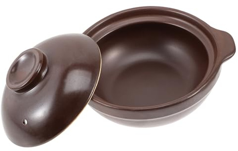 NULYLU Cazuela Cerámica Multifuncional para Guisar Arroz y Estofado, Olla de Barro Tapa, Utensilios de Cocina para Uso Doméstico y Comercial