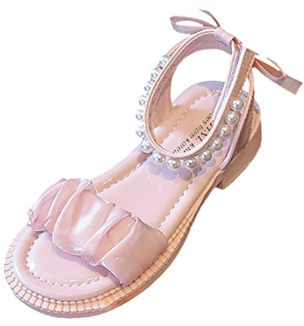 Generisch Chaussures d'apprentissage souples pour bébé fille - Sandales princesse en dentelle - Sandales pour fille, Rose, 35 EU Étroit