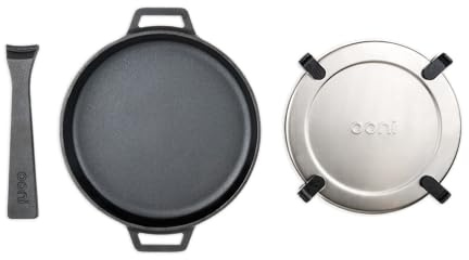 Ooni Padella in ghisa, padella in ferro, padella in 100% ghisa, padella in ghisa, padella grill per carne, pesce, verdure e altro ancora, superficie di cottura da 23 cm