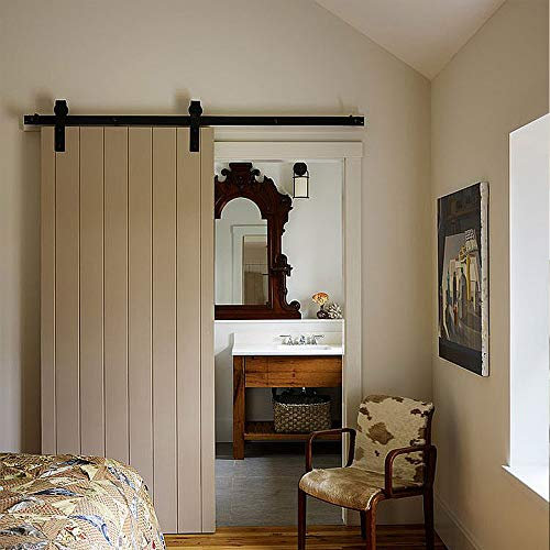 183cm Quincailleri Kit de Rail pour Porte Coulissante,Noir Système de Porte Coulissante Complet Set pour chambre,salle de bain (183cm)