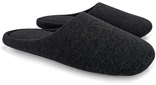 ofoot Bomull Andas inomhustofflor för Kvinna/Man, Hus Sovrum Skor, Sommartvättbara Hem Sleepers Memory Foam Innersula Halkfri gummisulor(Kolgrå,EU 36-37)