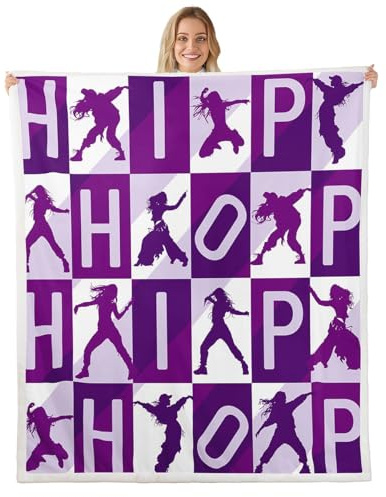 Feelyou Hip Hop Style Throw - Street Dance Fleece Sherpa Blanket for Couch, Chair, Sofa - Warm Plush Throw 50x60 - Purple Design - Room Decor - Youth