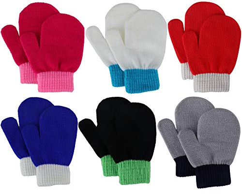 Jupsk Baby Handschuhe Kleinkind Fäustlinge Winter Gestrickte Skihandschuhe für Kinder Mädchen Jungen 1-4 Jahre alt, 6 Paare