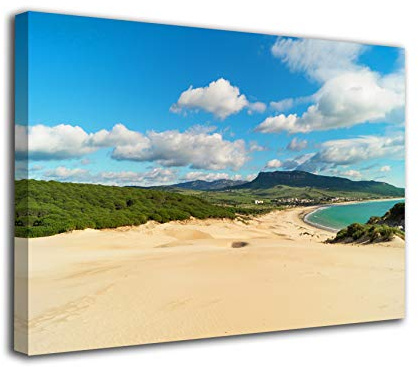 Generico Cuadro Lienzo Canvas Duna de Bolonia en Tarifa Cadiz Playa Andalucia – Varias Medidas - Lienzo de Tela Bastidor de Madera de 3 cm - Impresion en Alta resolucion (120, 80)