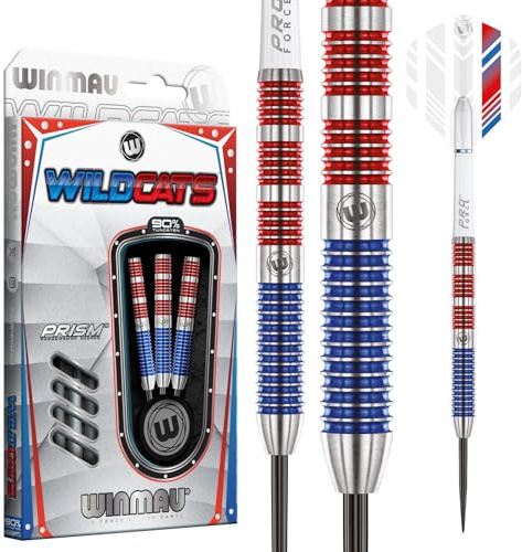 WINMAU Wildcats 25 Gram Tungsten Darts Set with Flights and Stems (Shafts)