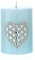 Hervit Candela Laccata con Cuore in Strass - Moccolo con Simbolo Amore e Purezza per Cerimonie Matrimonio Segnaposto Bomboniera Nascita Battesimo Comunione Ø6x8cm (Azzurro)