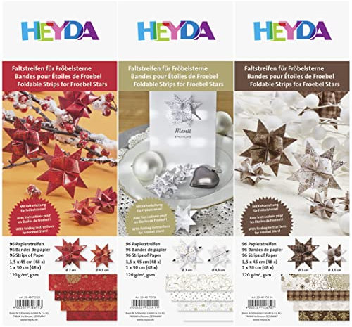 3er Sparset Faltstreifen für Fröbelsterne Origami Papier 3x96 Streifen