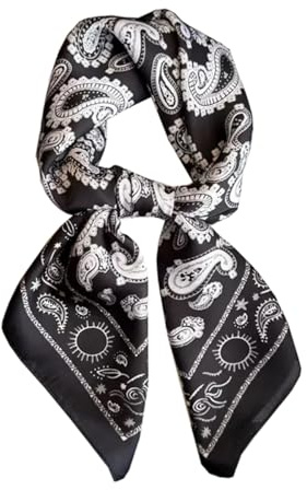 KOOYOL Mujer Seda Fulare Negro Bufanda y Fulares Panuelos para la cabeza Panuelo Fulare Pañuelos Cabeza Turbante Cuadrado Chiffon Bufandas