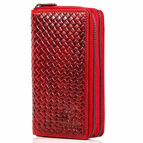 MATADOR Geldbörse Damen Rot #Madrid mit Edle Geschenk Box, Eleganter Geldbeutel Leder mit RFID Blocker, Luxus Frauen Geschenk mit Viele Kartenfächer