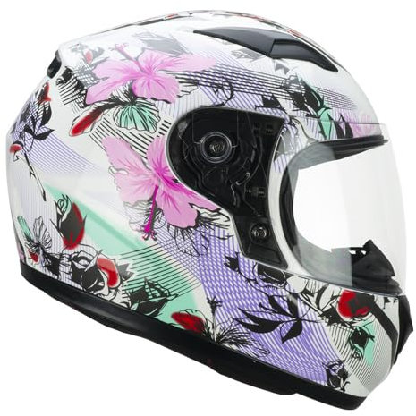 CGM Helmets Casco Integral Infantil 265S Lucky Music Color Blanco y Rosa Totalmente Homologado 22.06 con SV para Motorista Unisex (YL 51/52)