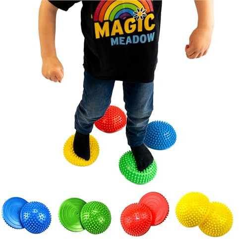 MagicMeadow Sensory Balance Pod Stepping Stones | Hedgehog Spiky Massage Ball | Autism-Friendly Balance Ball & Pods | Educational Resource for Special Needs | Half Ball Stability Toys | Set of 8