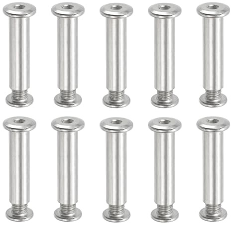 PATIKIL Hex Chicago Screws, 10 Set Binding Screw Posts M8 x 40 mm Connecting Hex Drive Socket Cap Bolt Nuts for Scrapbook Leather Belt Album Photo Furniture Repair, Silver