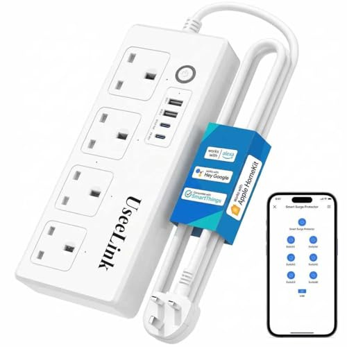 UseeLink WiFi Smart Power Strip, USB Power Socket Smart Extension Cord Compatible with Alexa and Google, Voice Control, Smart Life APP Control, No hub required