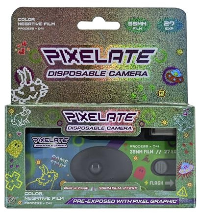 RetoColor Pixelate 400-Cámara de película desechable de 35 mm 27EXP, ISO400, película negativa a color, sin enfoque, fácil de usar, flash integrado, un solo uso(película y batería incluidas)(PIXELATE)