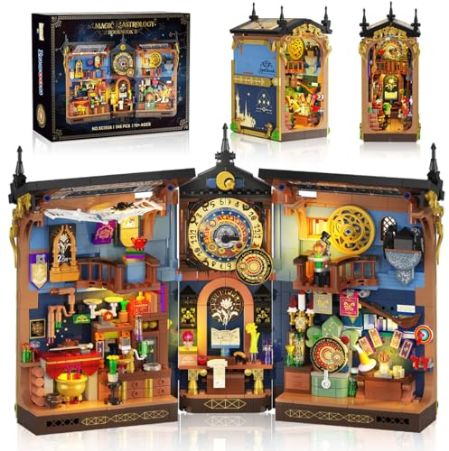INSOON Magic Astrology Book Nook Building Set with Lights, 946 PCS DIY Booknook Building Block Model Kit for Home Bookshelf Decor, Miniature House Building Brick for Adults Teens Boys Girls Ages 10+