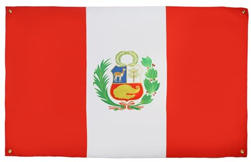 AZ FLAG Bandera Perú 150x90 cm Estandarte Peruana Poliéster Ligero 4 Ojales