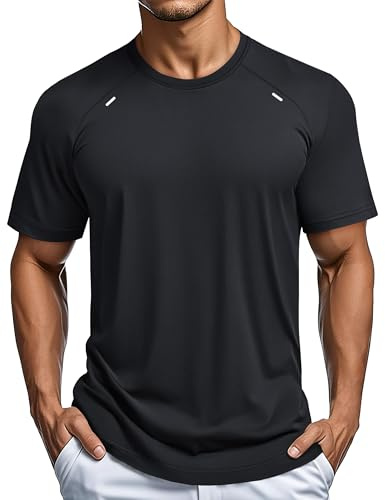 MAGCOMSEN Men's Quick Dry Gym Shirts Mesh Short Sleeve Athletic Tops Lightweight Workout Moisture Wicking Shirt
