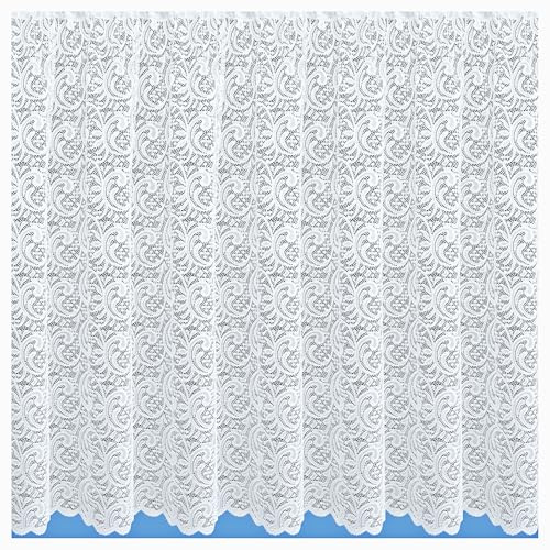 Maple Textiles White Net Curtain, Seychelles Heavy Design Lace Curtain, Cut To Width Sold by the Metre (48 (122cm) Drop)