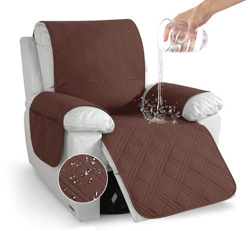 YuLiMirich Coprisedia per poltrona relax, divano rilassante, 1 posto, poltrona TV, bracciolo, copripoltrona con tasche, impermeabile e antiscivolo, protezione per mobili per divano, sedia