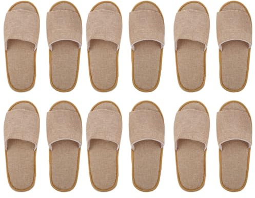BESPORTBLE Travel Disposable Slippers 6 Pairs Non Slip Indoor Open Toe Portable Cloth Footwear for Hotel Spa Bathroom Use