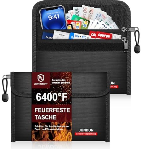 JUNDUN 2er-Pack 12-lagige feuerfeste Tasche, 21,5×15cm, 6400°F