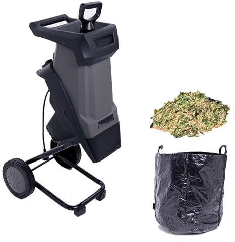 Trituradora De Hojas De 2400 W, Trituradora De Jardín De 0 A 40 Mm De Diámetro, con Cuchillas Dobles Y Bolsa Recolectora De 50 L, para Hojas Caídas, Ramas Y Restos De Jardín.,Grey