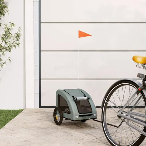 Nqyjm Rimorchio Bicicletta Cani Grigio Oxford Tessuto e Ferro per Cani Gatti LH15939