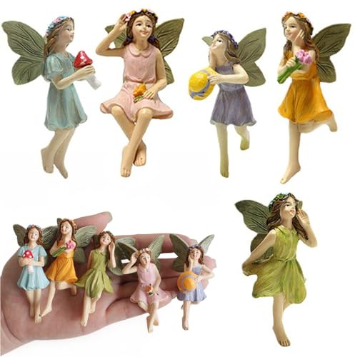 AwnsIMfreien Figuras de jardín de Hadas, 1 Juego de Mini Figuras de Hadas, ángel de jardín en Miniatura de Resina para Accesorios de césped en Miniatura, decoración en Maceta, Mini