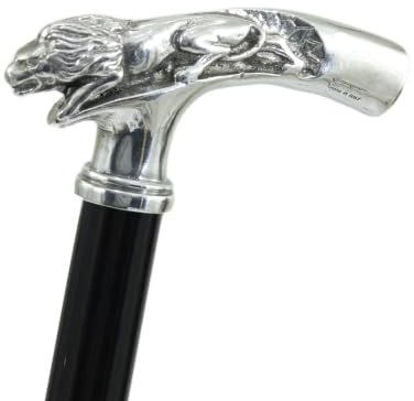 CAVAGNINI Bastone da Appoggio Leone da Passeggio Elegante Lusso Artigianale Italiano Legno di Faggio su Misura Fino 97cm Maniglia Peltro Lucido Incisione Personalizzata Scatola Regalo Firma