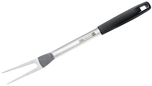 FMprofessional Fleischgabel BBQ, Tranchiergabel mit extra Spitzen Zacken, hochwertige Grillgabel aus Edelstahl (Farbe: Schwarz/Silber), Menge: 1 Stück