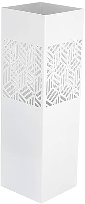 DRW - Portaombrelli Quadrato in Metallo, 15,5 x 15,5 x 49 cm, Bianco