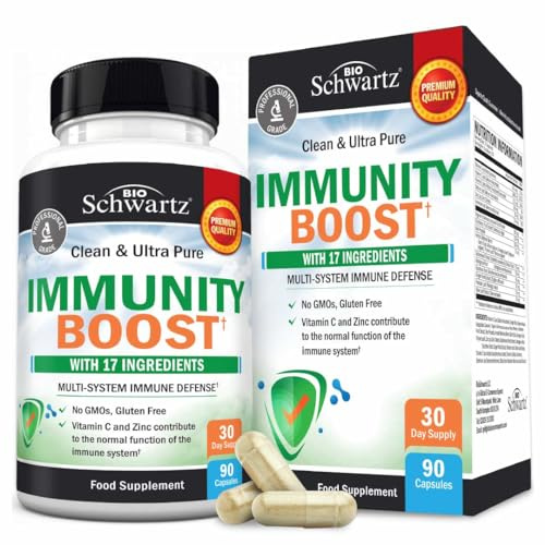 BioSchwartz BioSchwartz Immune Support Supplement with Vitamin C 1000mg Zinc Elderberry Extract Ginger Root Beta Carotenes, Immunity Boost for Adults, Immune Defense Antioxidant Vitamins, 90 Capsules