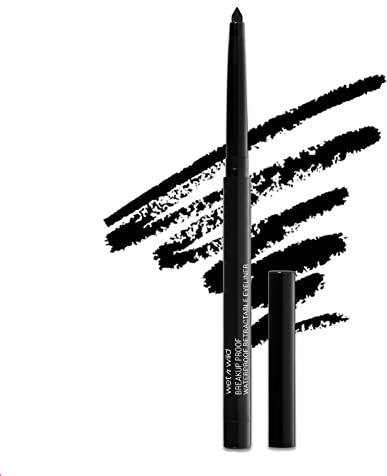 wet n wild Mega Last Breakup Proof Retractable Eyeliner - Ultra-Fine Brush, Waterproof,16-Hour Long-Lasting Wear - Cruelty-Free & Vegan - Black
