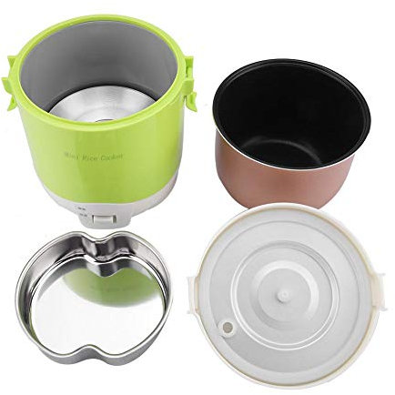 Cuiseur à riz 24V 180W - 1.6L - Multifonctionnel Portable électrique - Mini Cuiseur à riz de Voyage - Pot Amovible - Cuiseur à Vapeur pour les Voitures(vert)
