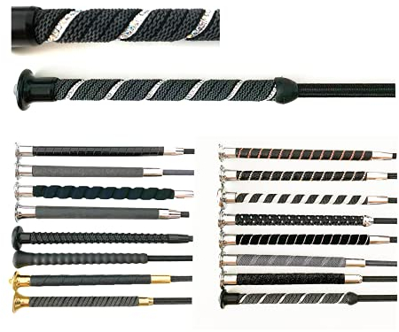 JA Horse - Dressurgerte Gerte Reitgerte Schwarz (100 cm, 01 Kristall DNA schwarz)