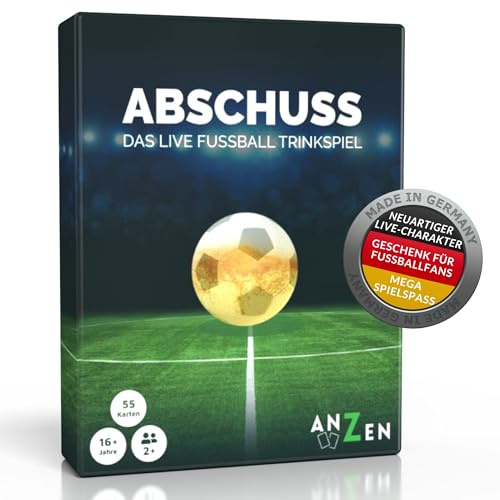 ABSCHUSS - Das Live Fussball Trinkspiel | Kartenspiel | passend zu Bundesliga bis Kreisliga Spielen + Champions League + EM-WM im TV | Fanartikel | Geschenk für Männer | Geschenke Fußballfan