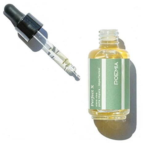 Poemia Gel Serum Visage Perfect X Impuretés de la Peau, Acné Pores Dilatés, Bio, Vegan, Certifié Acide Mandélique Saule Bardane Huile d'Arbre à Thé, Made In Italy, 30 ml