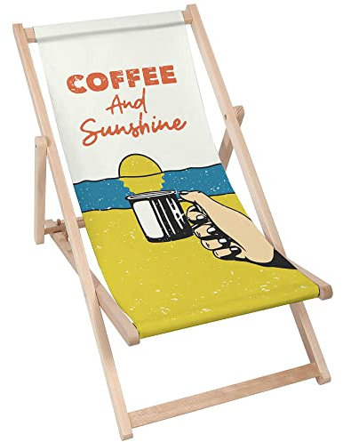 DreamRoots Liegestuhl Klappbar Holz aus Buchenholz, bis 130 kg belastbar, 3-Fach verstellbare Rückenlehne, waschbarer Polyesterbezug