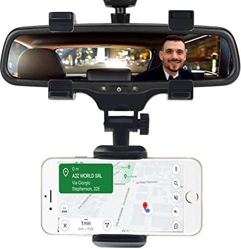 ZOREI Porta Cellulare da Auto Specchietto, Porta Telefono Supporto Smartphone da Specchietto Retrovisore (Doppi Ganci)