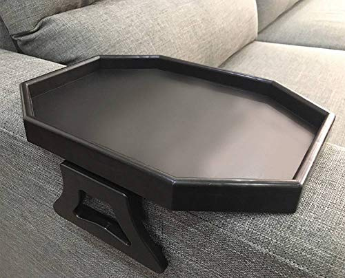 Sofa Arm Clip Table, Armrest Tray Table, Drinks/Remote Control/Snacks Holder (Plastic, Black) …