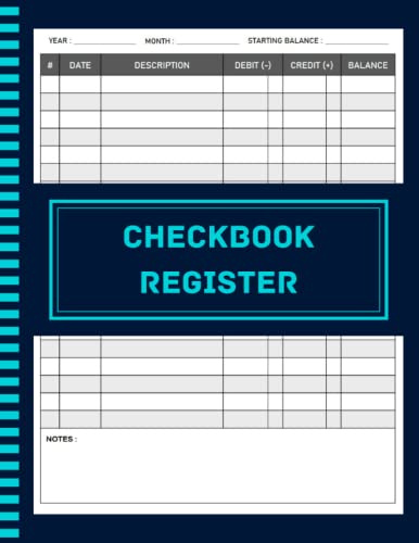 Checkbook Register: 8.5x11”, 120 Pages